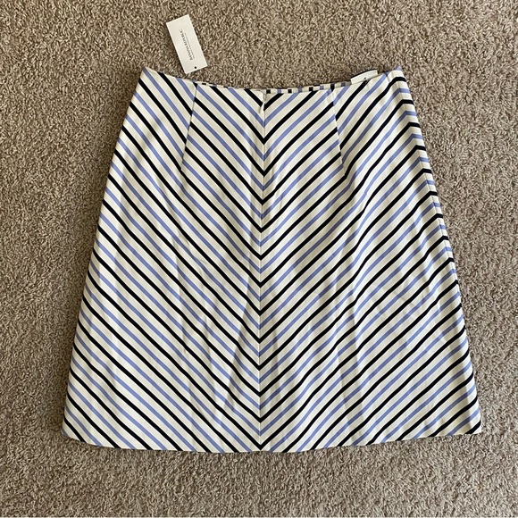NWT Banana Republic Blue and White Midi A-Line Striped Skirt Lined, Zip, size 4 - Picture 2 of 7